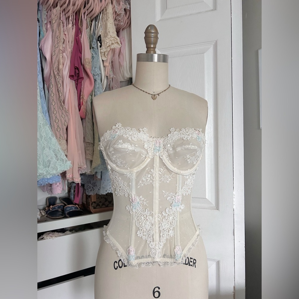 Rare Vintage VS white floral Corset